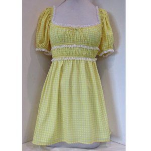 NWOT FOR LOVE & LEMONS YELLOW GINGHAM MINI DRESS S